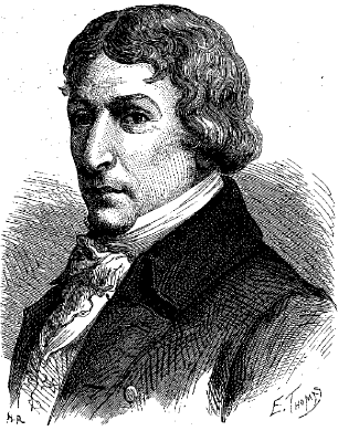 19th century portrait etching of Argand by E. Thomas
